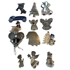 🎄Vintage Christmas Brooches. Angels, Snowmen, Bells, Stocking, Christmas Tree